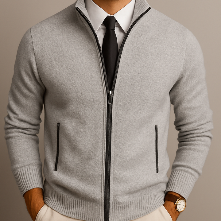 Adrien™ | Cardigan con Zip in Lana Merino