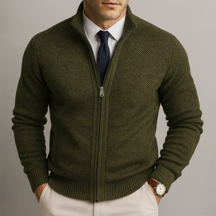 Adrien™ | Cardigan con Zip in Lana Merino