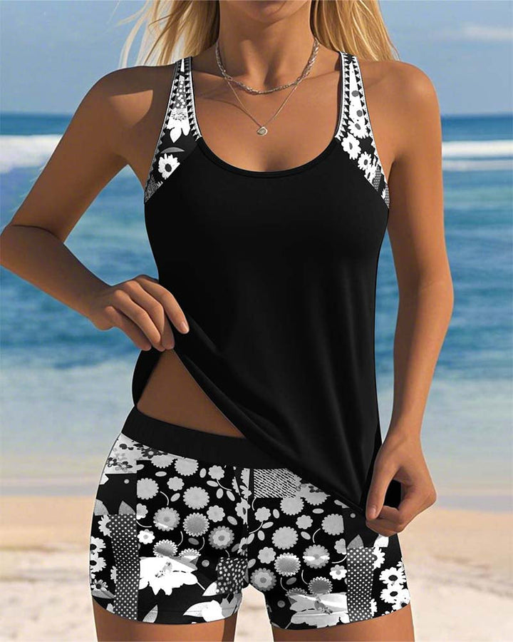 Colette | Costume da Bagno con Top a Canotta e Boxer Stampati