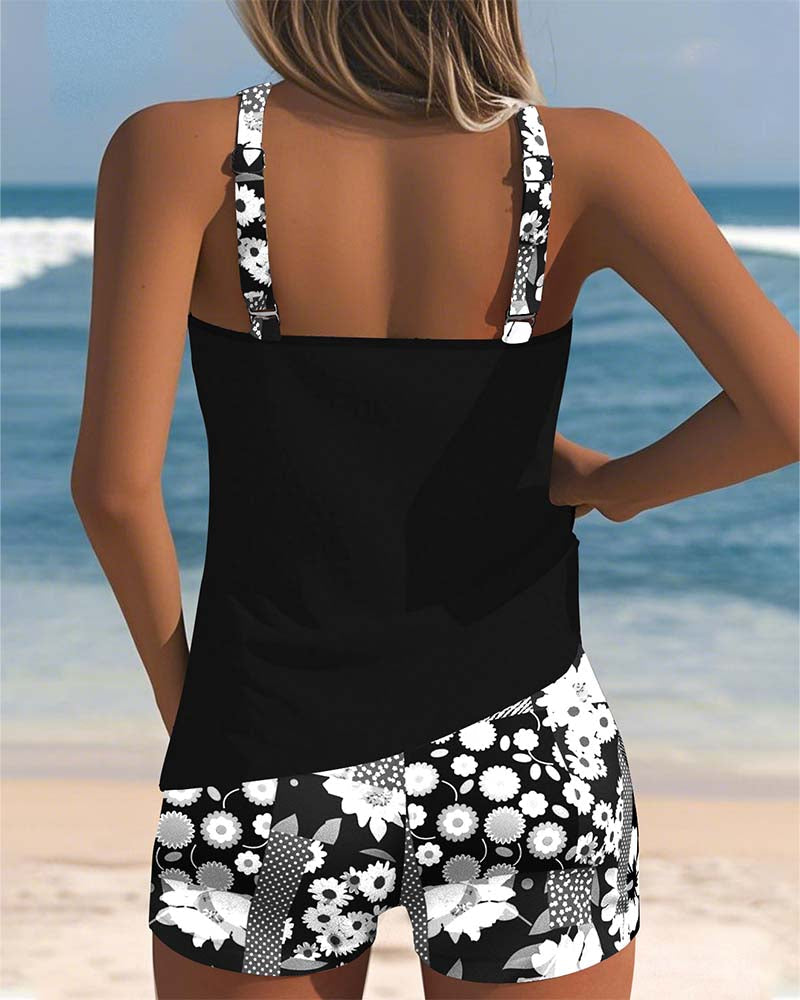 Colette | Costume da Bagno con Top a Canotta e Boxer Stampati