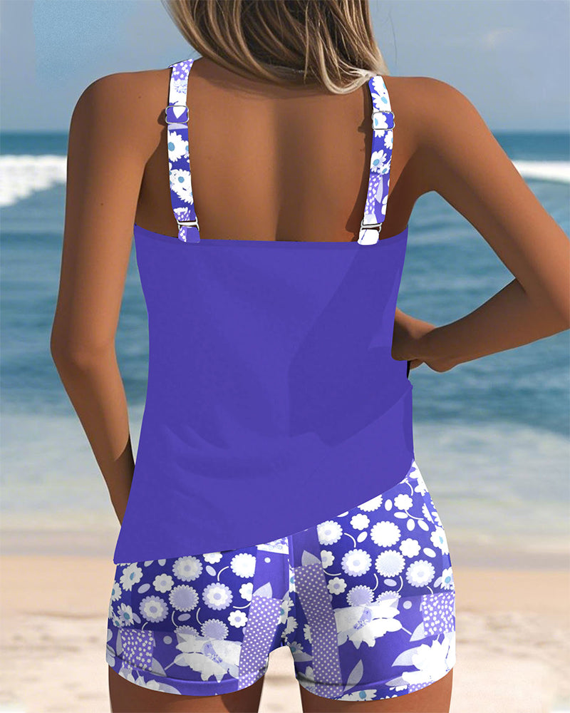 Colette | Costume da Bagno con Top a Canotta e Boxer Stampati