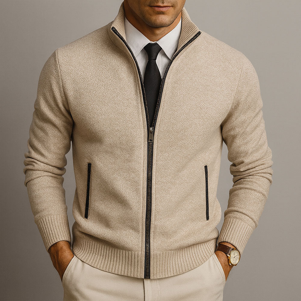 Adrien™ | Cardigan con Zip in Lana Merino