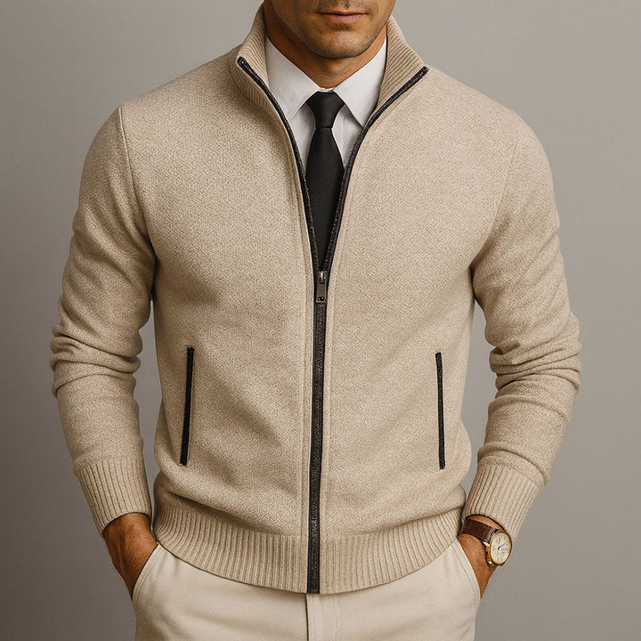 Adrien™ | Cardigan con Zip in Lana Merino