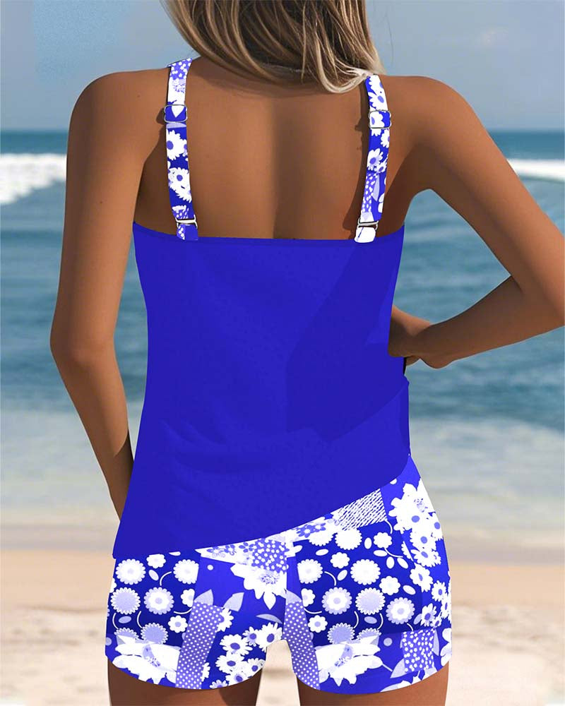 Colette | Costume da Bagno con Top a Canotta e Boxer Stampati