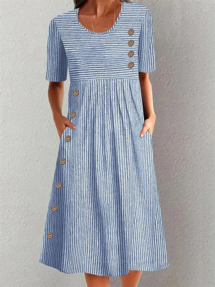 Cora | Abito Midi a Strisce con Eleganza Rilassata