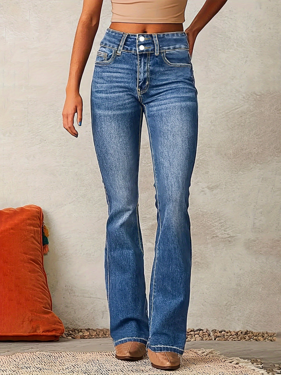 Marylène™ – Jeans a zampa d'elefante a vita alta di tendenza